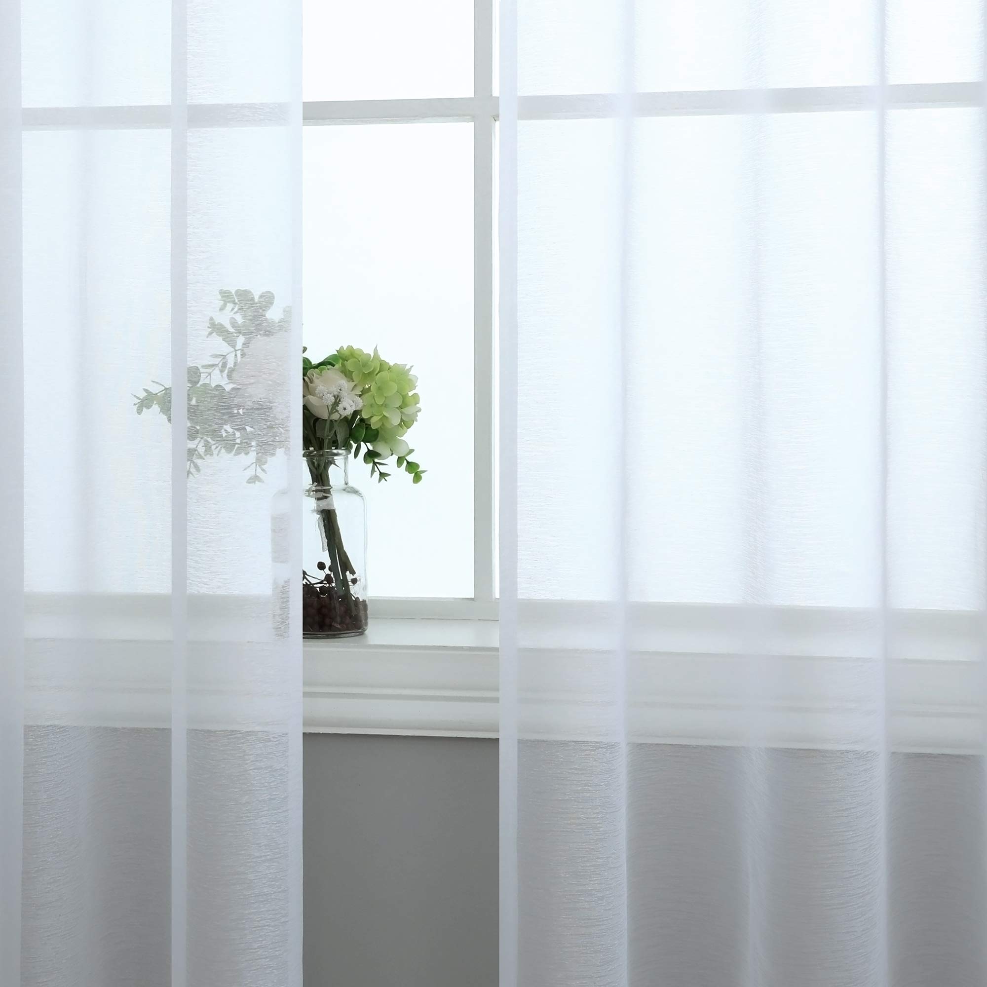 Short Kitchen Curtains, 2PCS 60x45cm Semi-Sheer Net Curtains With Eyelets, For Small Windows, Bathroom, Or Café Style-511459