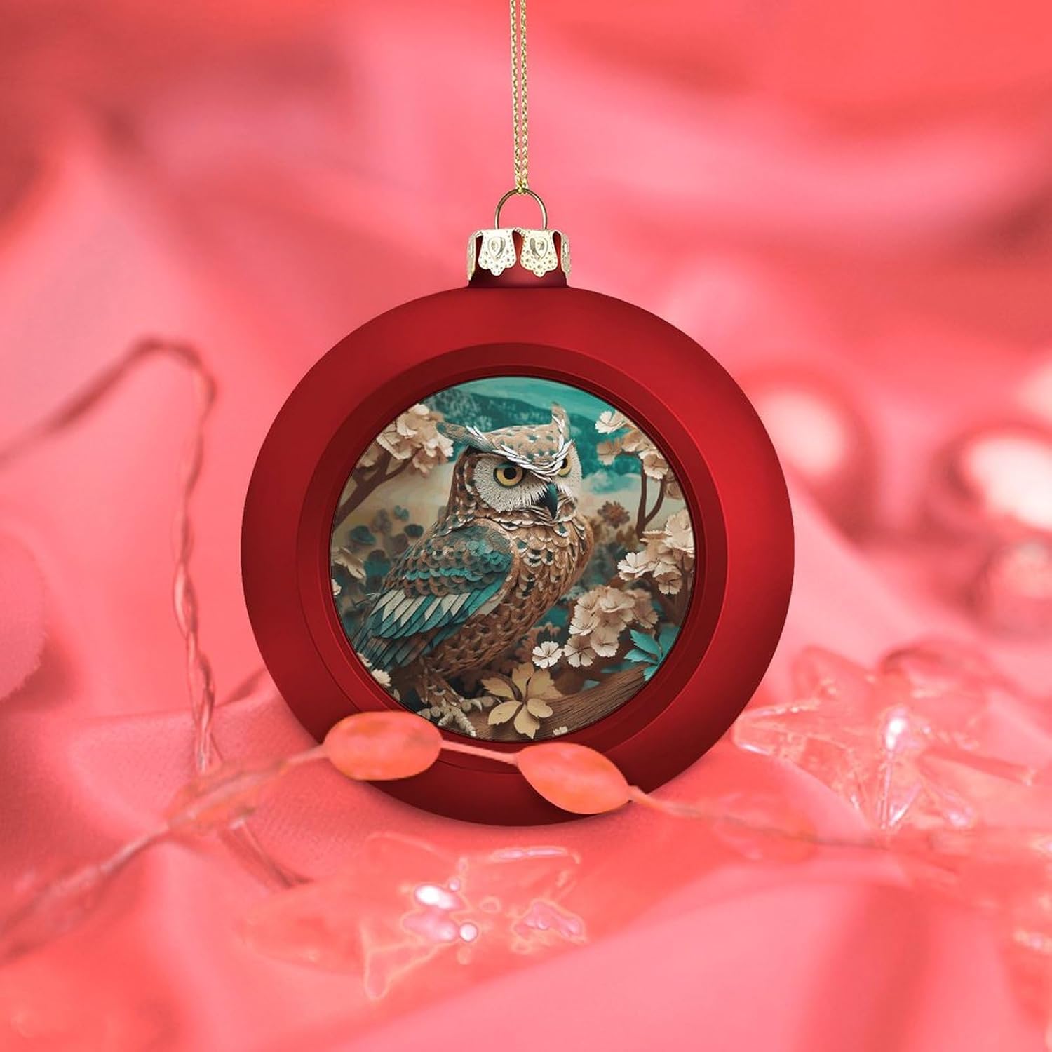 クリスマスボール クリスマスデコレーション フェスティバル フクロウプリント ハンギングボール クリスマスツリー用 クリスマスホリデ