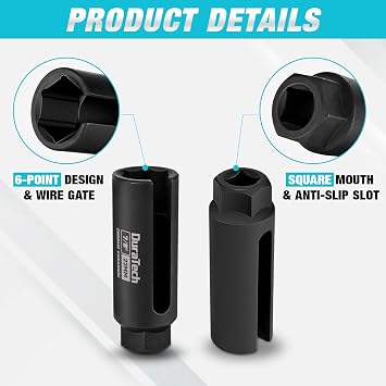 DURATECH O2 Oxygen Sensor Socket with Wide Slot 1/2 Drive x 7/8 (22mm)