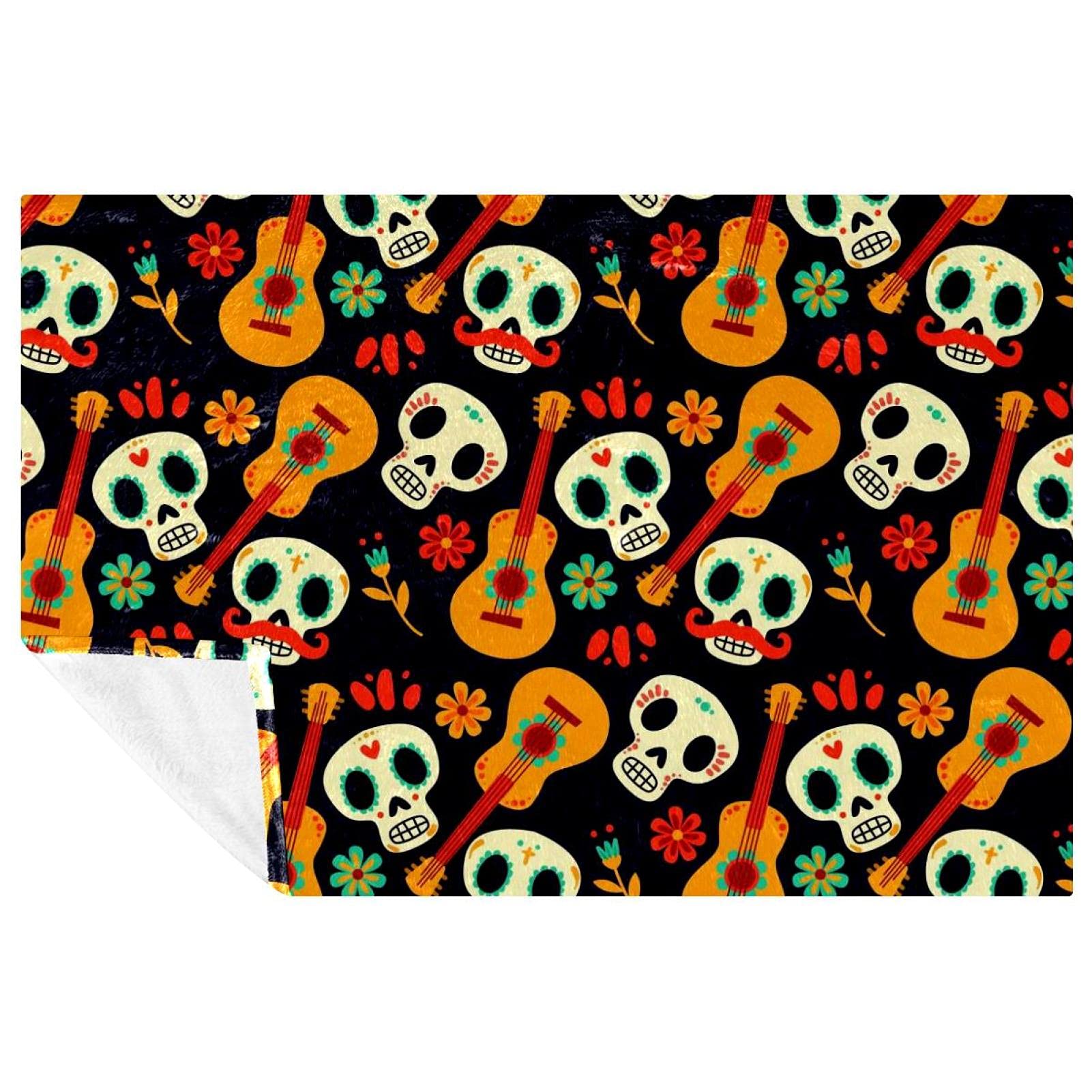 Couverture douce et chaude 150x100 cm à imprimé tête de mort