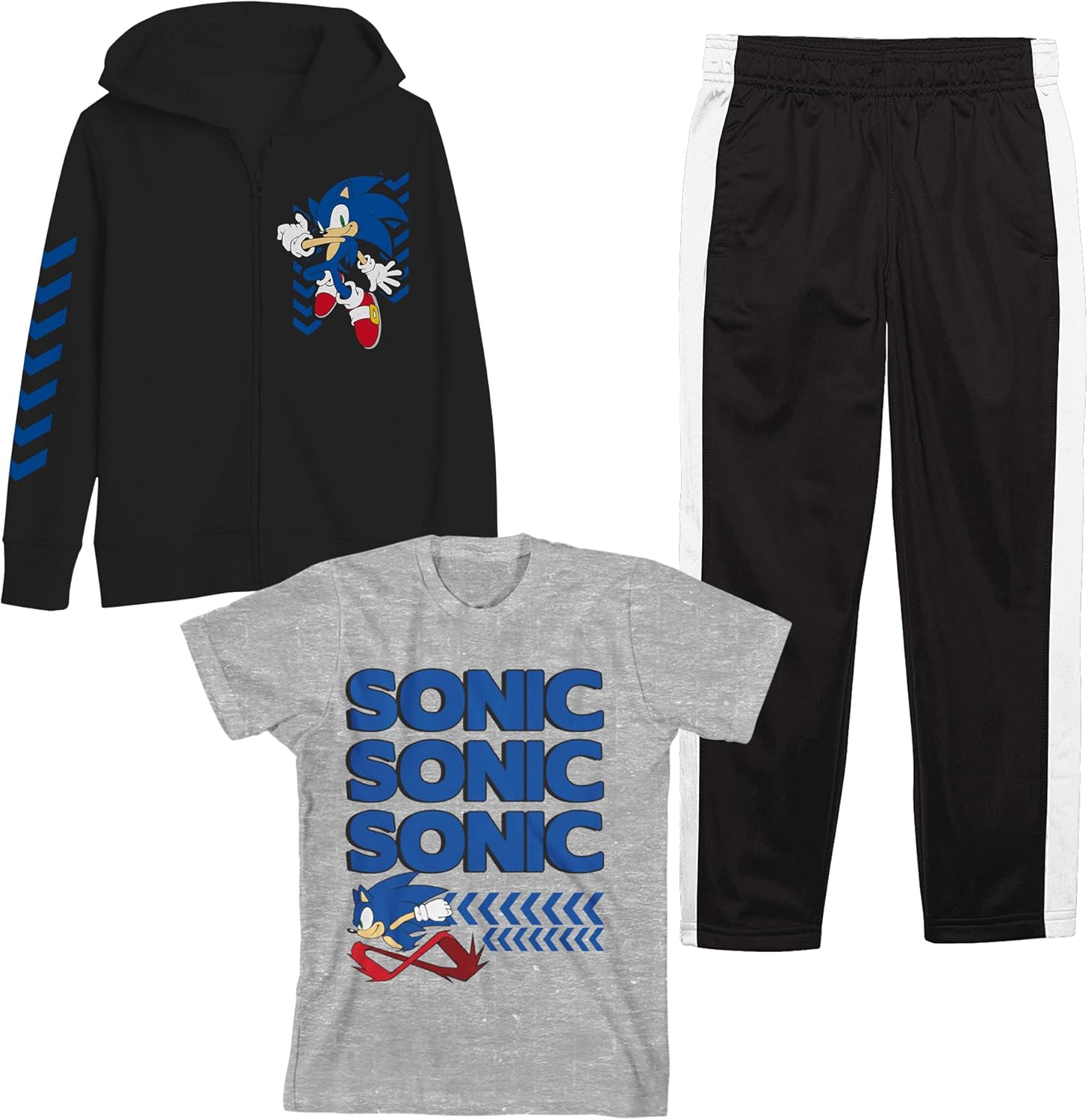 Bioworld Youth Boys Sonic 3 pc Hoodie Jogger T-shirt combo - Image 4
