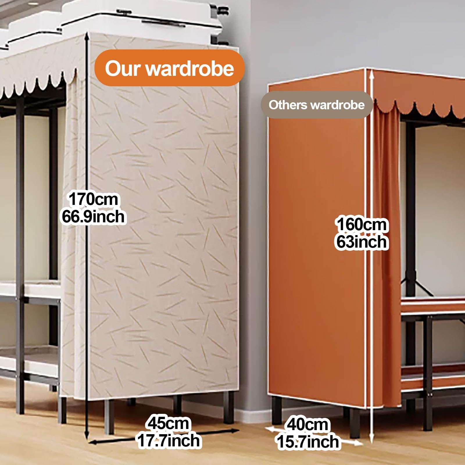 Armadio pieghevole per armadio, appendiabiti resistente con copertura, appendiabiti portatile per appendere vestiti, organizer in metallo, soluzione per camera da letto, soggiorno, dormitorio