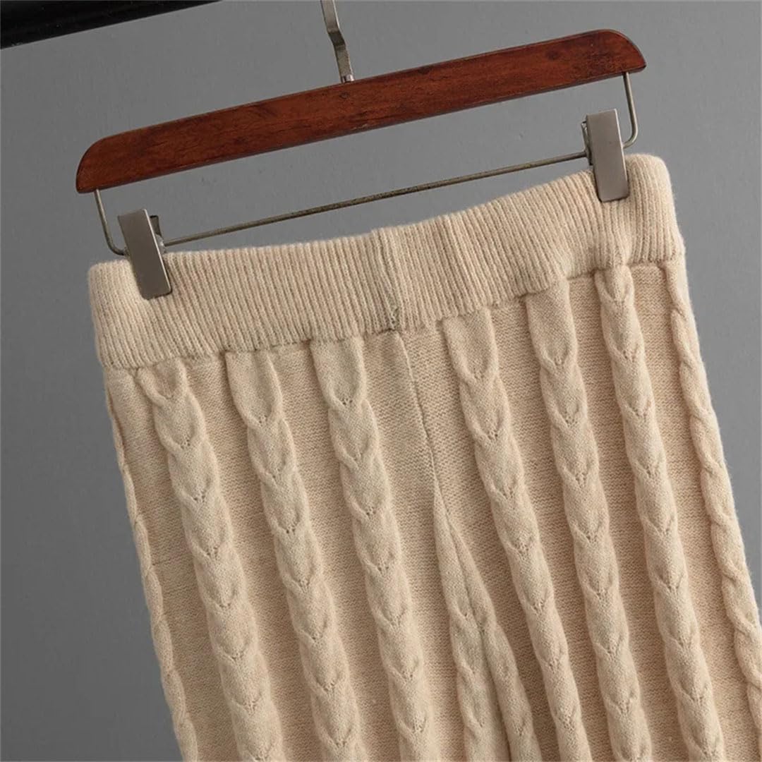 Pantaloni dritti a vita alta da donna Outfit Twists Knit 2 pezzi set da donna mezzo dolcevita maglione pullover top