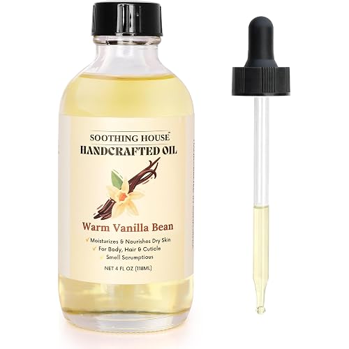Warm Vanilla Bean Body Oil - Moisturizing Body Oil for Soft, Glowing Skin with Almond & Jojoba Oil (4 fl oz)
