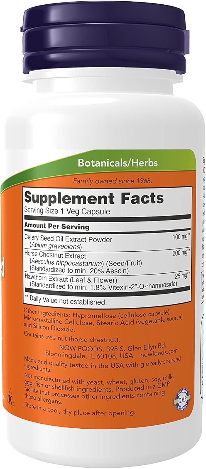 NOW Supplements, Celery Seed Extract, plus Horse Chestnut and Hawthorn Extracts, 60 Veg Capsules : Health & Household