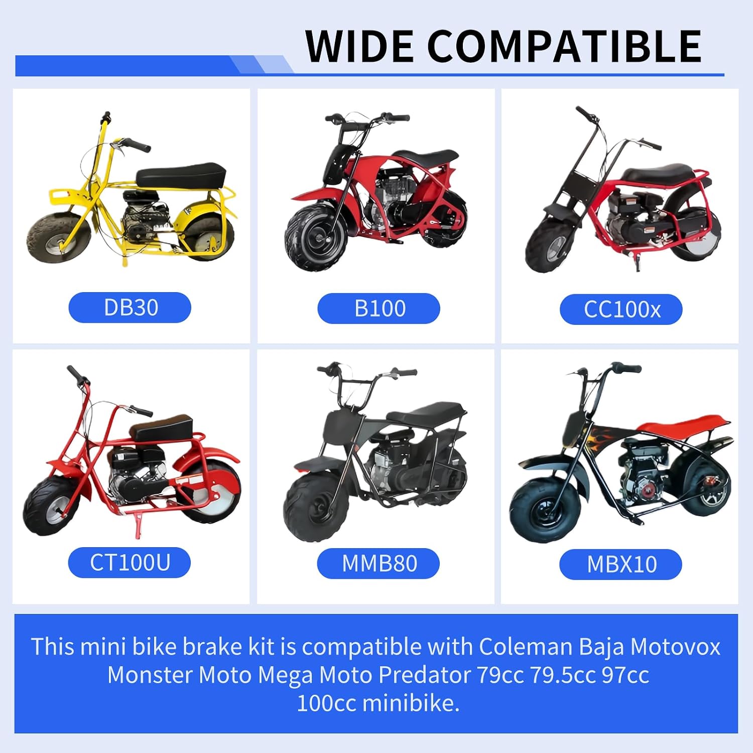 Mini Bike Brake Lever Kit Accessories & Mini Bike Brake Caliper Fits for Coleman CT100U CC100X Baja DB30 Motovox MBX10 MBX11 MMB80 MMB105 79cc 97cc 100cc Powersports Parts