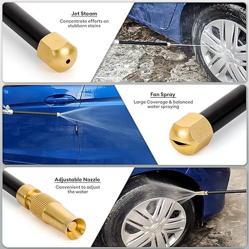 Miniatura 6 de Hydro Jet - Pistola de agua con 3 boquillas de manguera de lavado eléctrico, rociador de riego para patio, acera, coche, ventana, jardín