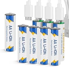 AA Lithium Batteries for Blink Outdoor Camera 1.5v, Rechargeable AA Batteries 8 Pack USB Recharge Power Plus Double AA Battery