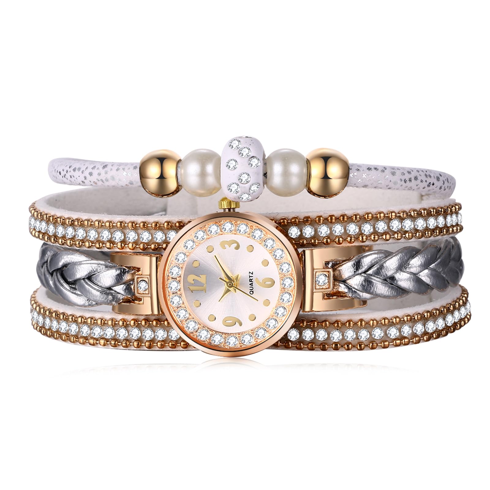 JewelryWe Herren Übergroße Armbanduhr DREI Zeitzone Analog Q