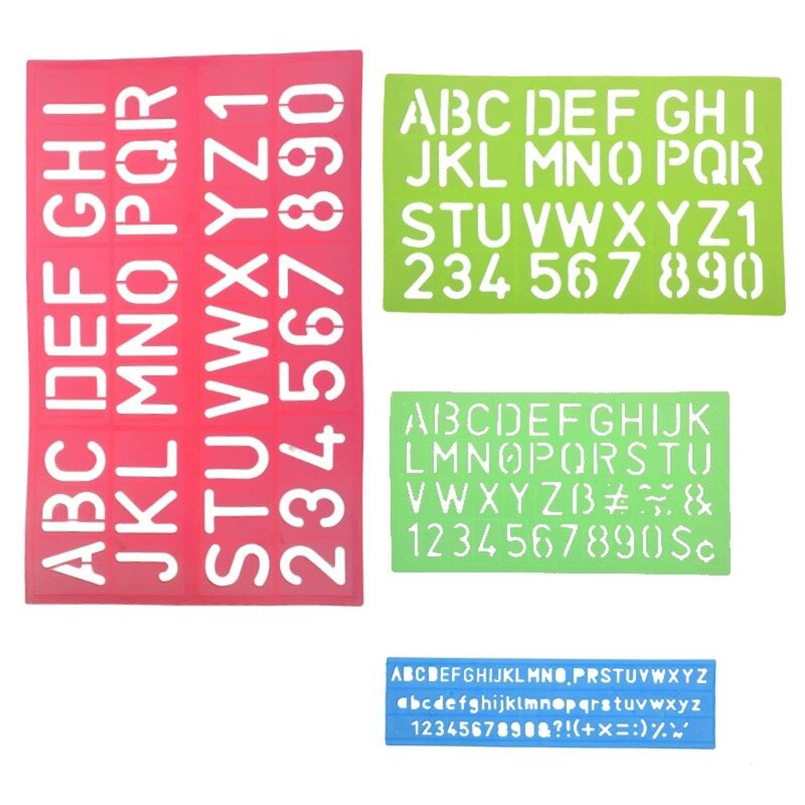 Mirhua テンプレート 4枚セット 英数字レター ステンシルプレート ステンシルシート アルファベット DIY 数字 描画 学習 プラスチック 4枚セット 繰り返し利用