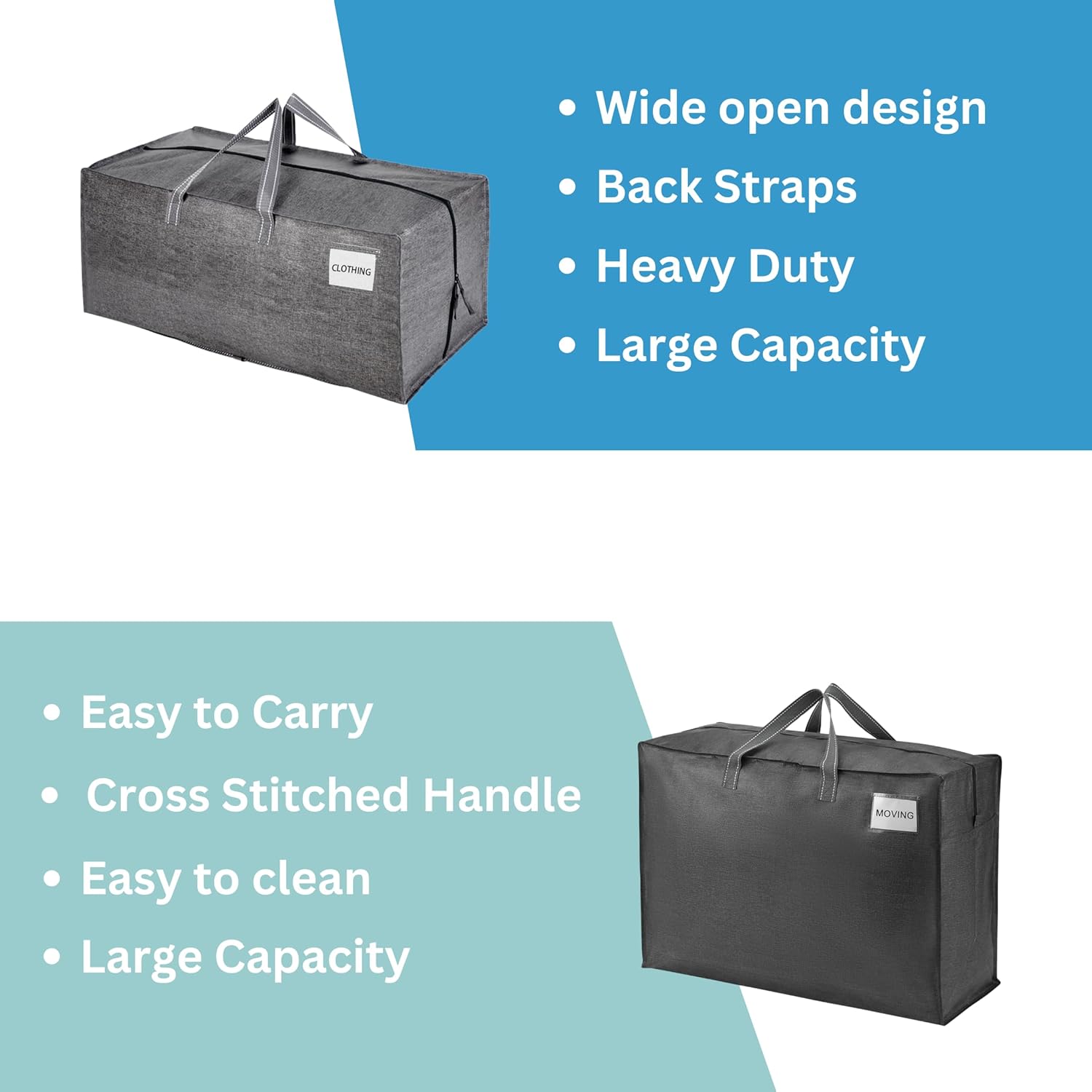 VENO 10 Pack Heavy-Duty Moving Bags (6 with Backpack Straps, 4 with Cross-stitched Handles)