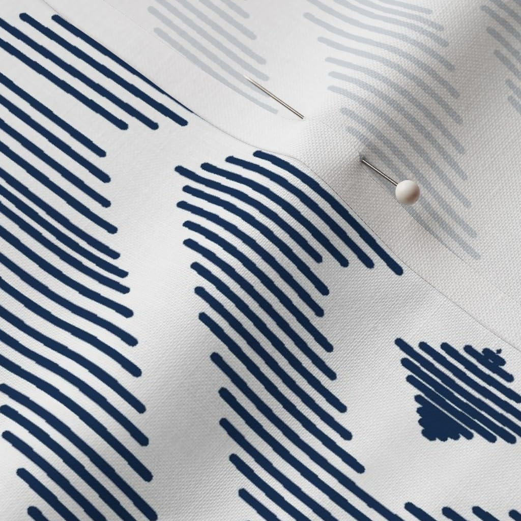 Spoonflower Fabric - Ikat Navy Home Decor Blue Diamond Triangle Lines Geometric Gender Printed on Petal Signature Cotton Fabric by The Yard - Sewing Quilting Apparel Crafts Decor
