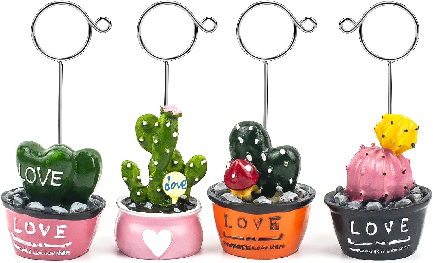 ODDIER 4-Set of Picture Holder,Paper Clip Holder for Desk Cute，Photo Holder Desk Plant Stand Card Photo Holder, Mini Plant Reserved Number Clip Name Note Memo Stand Office Supply Home Decoration