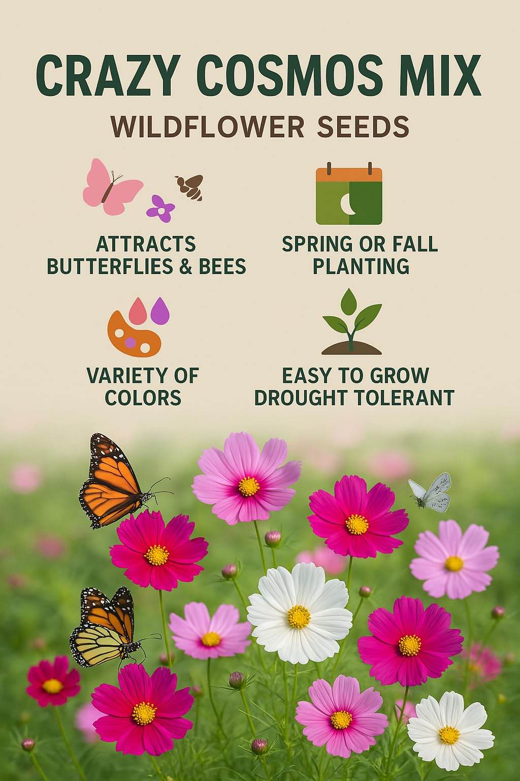 Amazon.com : loseedsoo Crazy Cosmos Mix Wildflower Seeds for