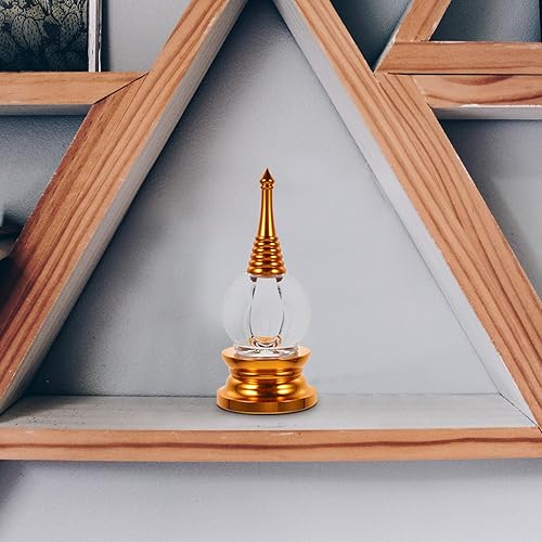 Miniatura 5 de Adornos de estupa, suministros de Buda, estatua de acrílico de estupa de cristal, torre budista Sarira Stupa, estatua zen, estatua de meditación,