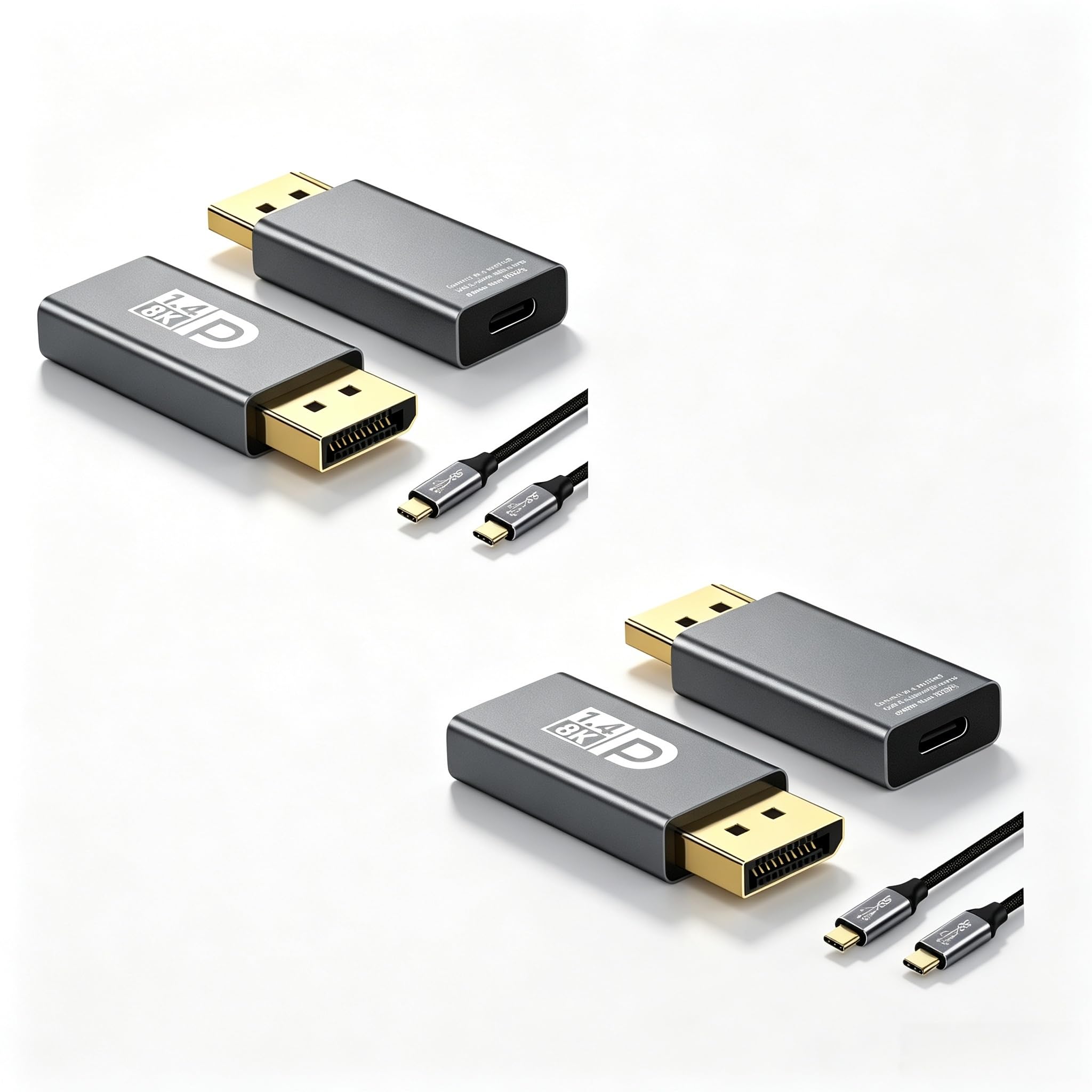 USB C Female to DisplayPort Male Adapter with USB C Video Cable, 8K@60Hz
