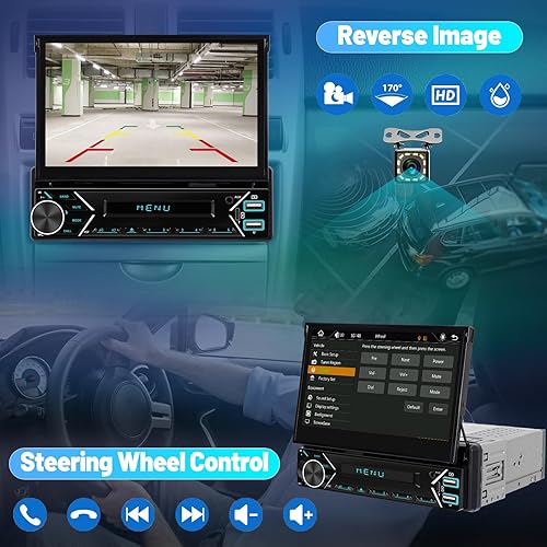 Miniatura 6 de Estéreo de coche de un solo DIN con Carplay inalámbrico y Android Auto  Radio de coche con pantalla táctil automática de 7 pulgadas  BluetoothMirror