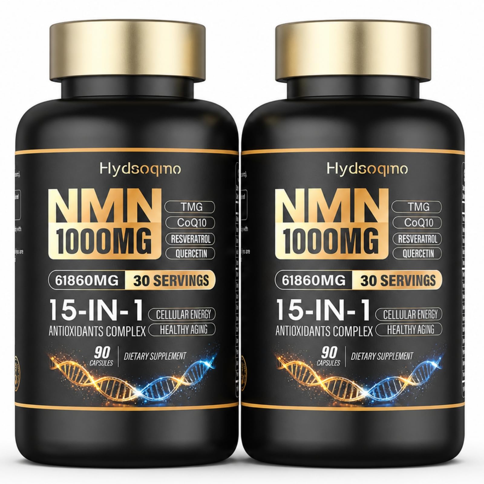NMN Supplement 1000mg Per Serving with Resveratrol, TMG, Ubiquinol CoQ10, PQQ, Quercetin, Astragalus – NAD Resveratrol Supplement for Cellular Energy & Healthy Aging – NAD+ Supplement, 90 Count, 2Pack Black 90 Count (Pack of 2)