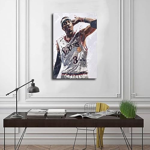 Miniatura 3 de BAVIEN Allen Iverson - Pósteres artísticos de baloncesto, 2 pósteres en lienzo para decoración de pared, pintura para sala de estar, dormitorio, sin