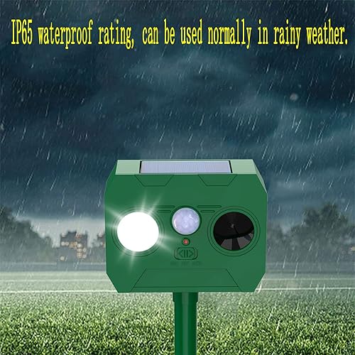 Miniatura 4 de Repelente solar ultrasónico de animales 2 unidades repelente solar de animales con sensor de movimiento y luz intermitente dispositivos disuasorios