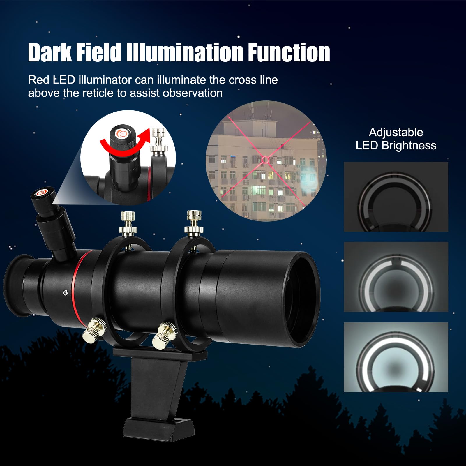 Svbony SV208 Finder Scopes Iluminados 8x50, con Ajuste de Retícula Óptica Iluminada, Imagen Correcta Directamente a través de FMC, Finderscope para Telescopio