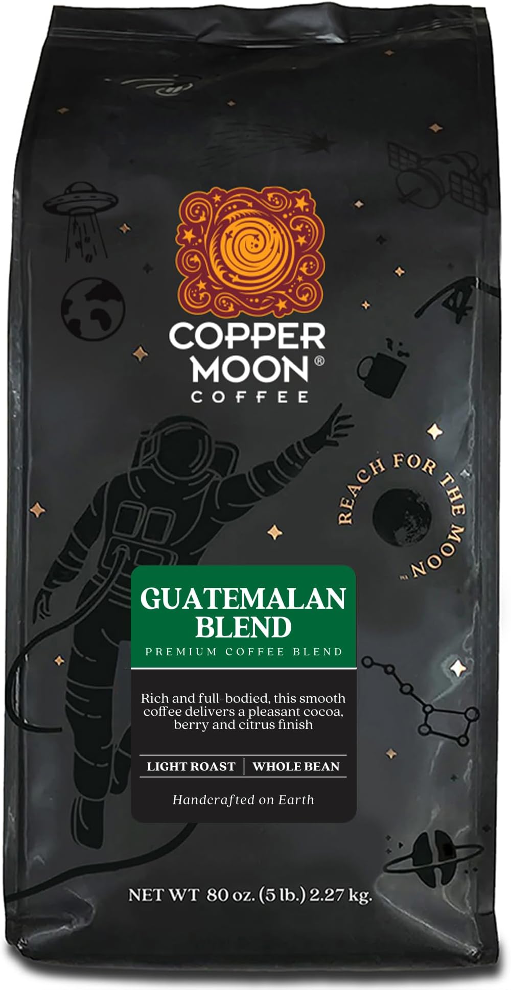 Copper Moon Whole Bean Coffee, Light Roast, Guatemalan Blend, 5 lb