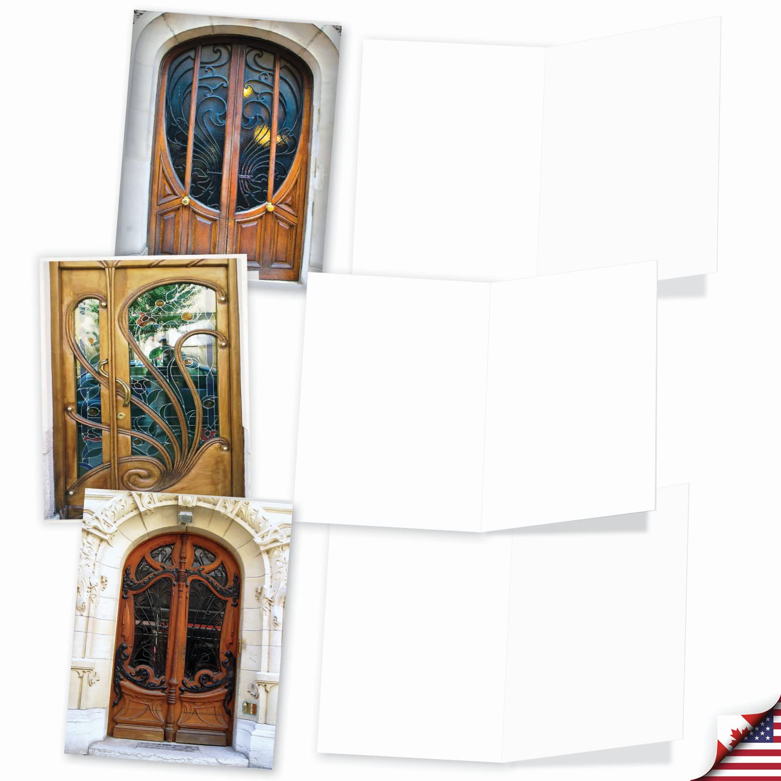 M4624OCB-B1x10 Art Nouveau Doors: 10 Assorted Blank All-Occasion Note Cards Featuring Images of Beautifully Ornate and Intricately Designed Doorways w/White Envelopes - Image 3