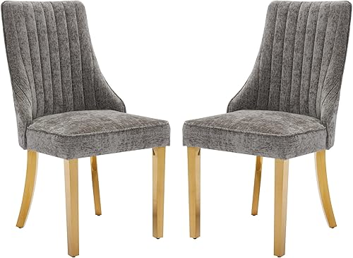 Miniatura 16 de Aoowow Juego de 4 sillas de comedor tapizadas de mezcla de lino, sillas de comedor copetudas con canales para cocina, patas de madera maciza, sillas