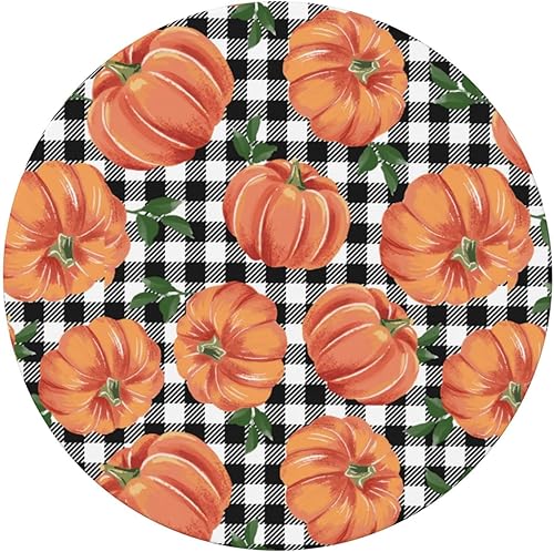 Miniatura 2 de Mantel de tablero de ajedrez con borde elástico, diseño de calabazas de otoño, mantel redondo, lavable y reutilizable, para cocina, comedor, fiesta,