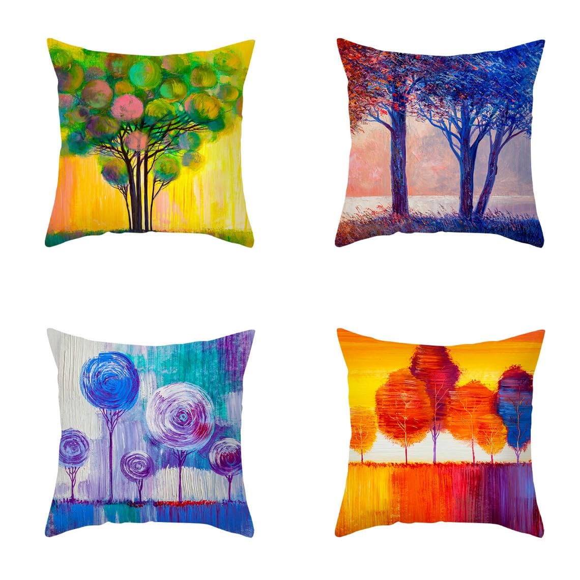 Housse coussin caravane 50x50 cm lot de 4 imprimé arbre