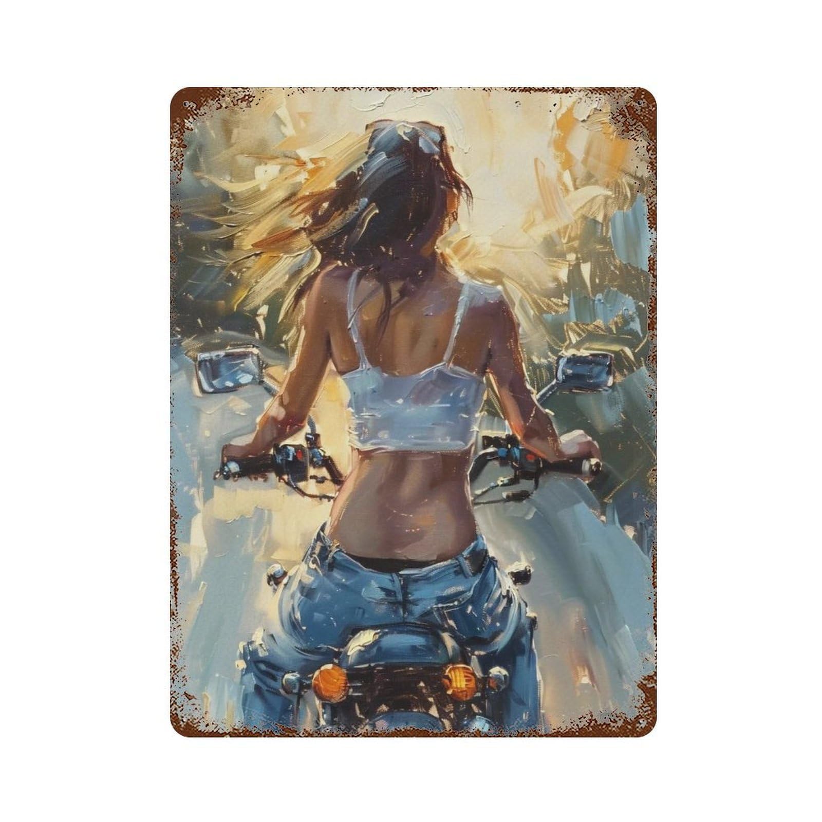 FHUYEURHRY Motorcycle Rider 04 Wall Decor Retro Iron Vintage Art Metal Tin Sign Poster Modern Home Cofffee Club Art Bar Shop Decorations Style 40x30cm