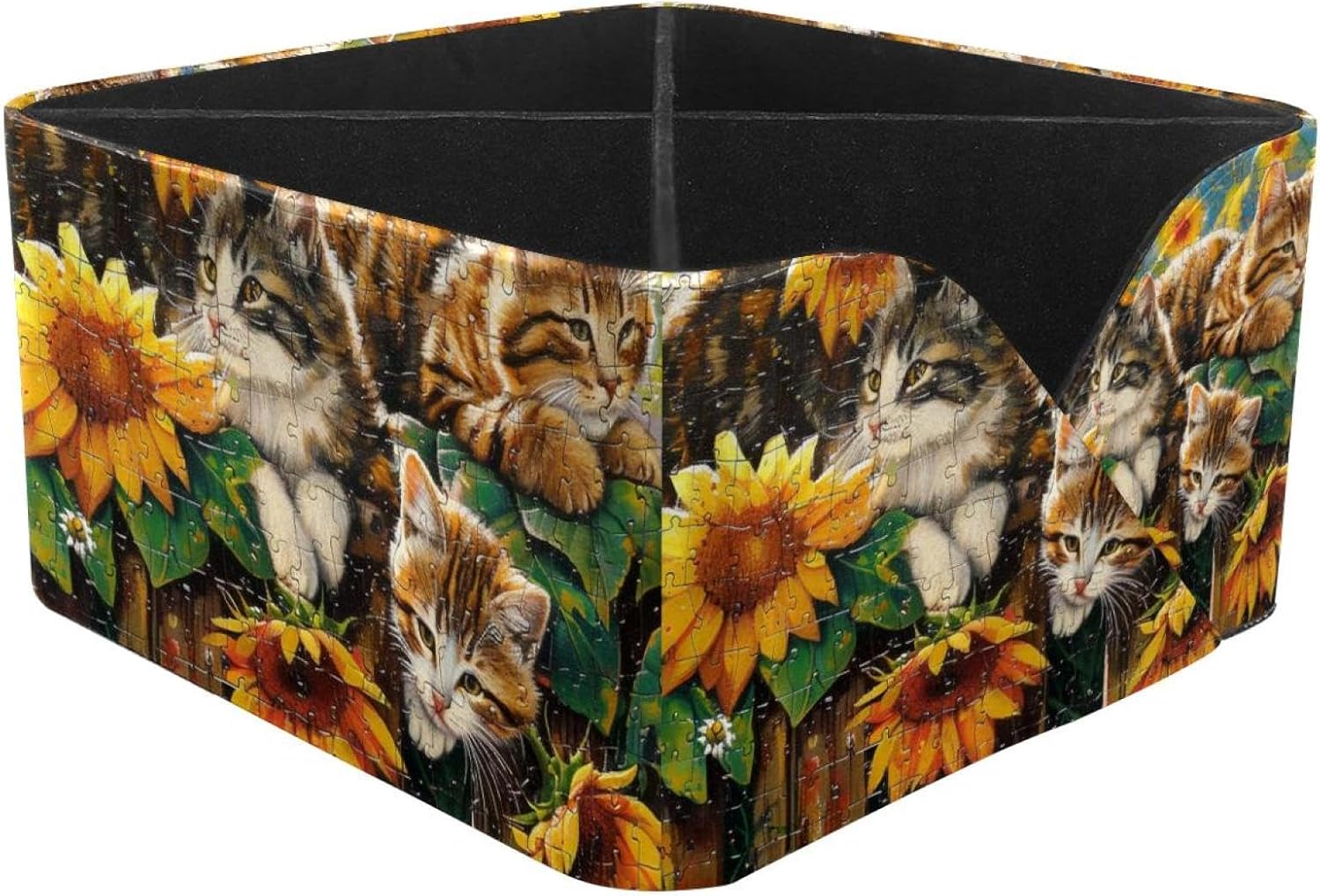 Desk Organizers and Accessories,Storage Box,Desk Organization,1-Pc,Cat and Sunflower Field