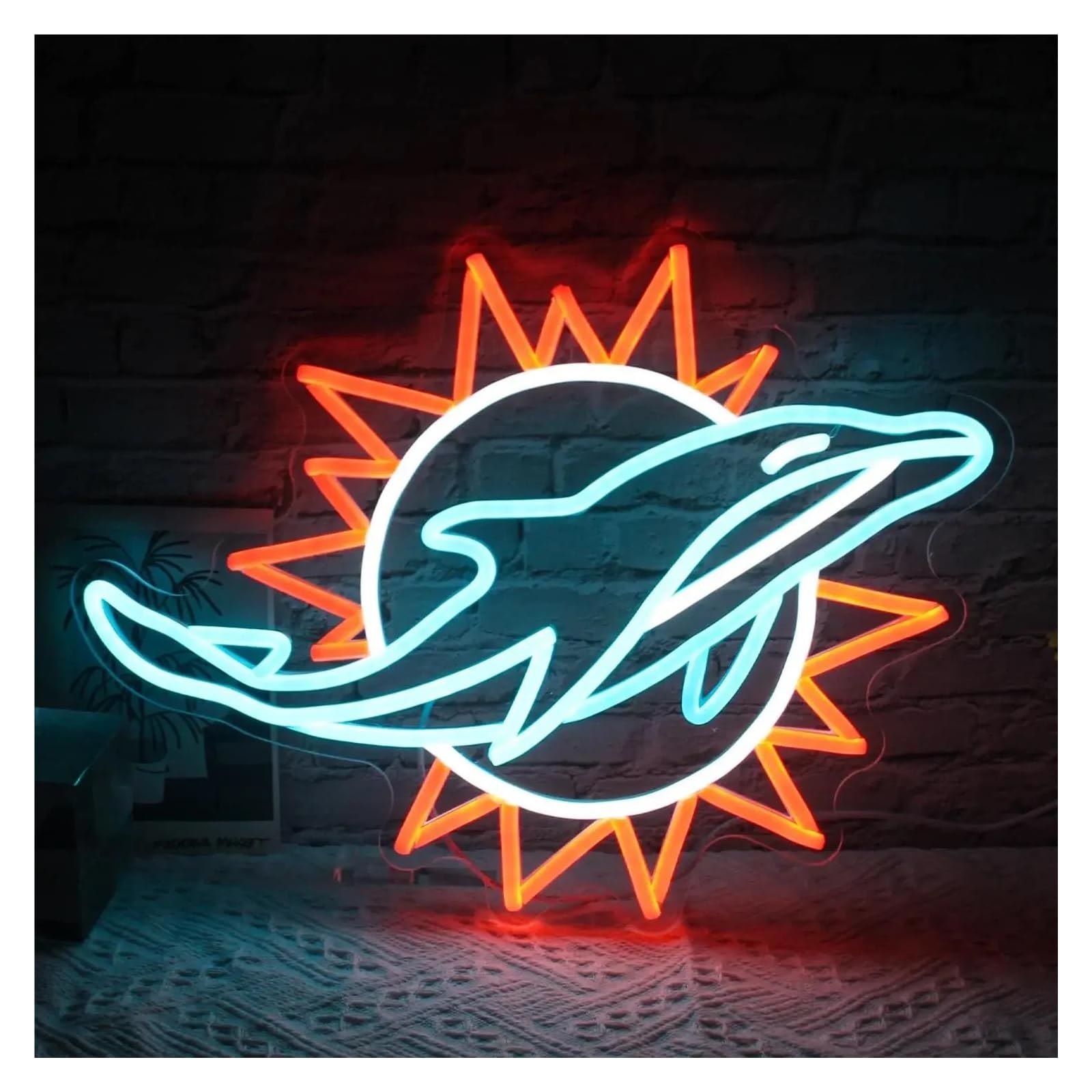 LEMST Signs Lamp Ocean Theme Dolphins Neon Sign Wall Art for Living Room, Kids Bedroom, Aquarium Decor, Dimmable USB Powered