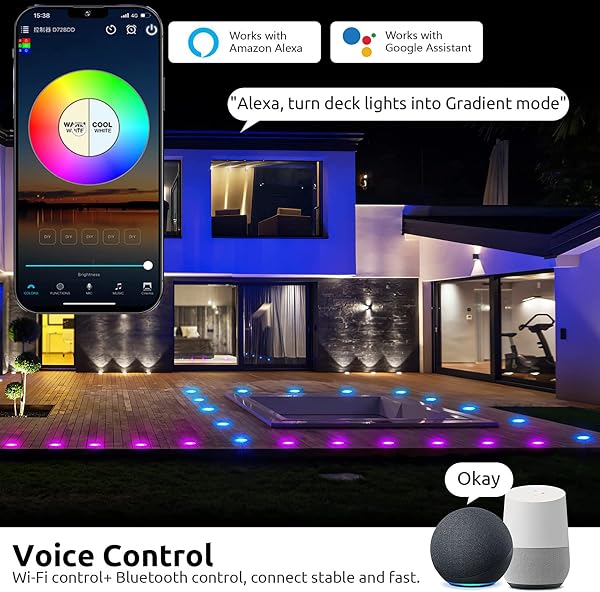 Lot de 10 WIFI RGB Spot Encastrable Exterieur Dimmable 0.6W Fonctionne Avec Alexa, Google Home, DC12V Ø31mm Etanche IP67,Spots Escalier Led Spot Encastrable Sol pour Terrasse Bois - 3