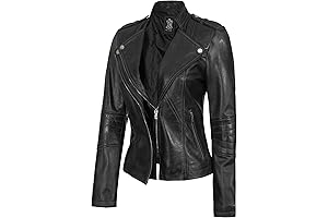 Leather Jacket Women's - Black Motorcycle Style Real Leather Jackets For Women