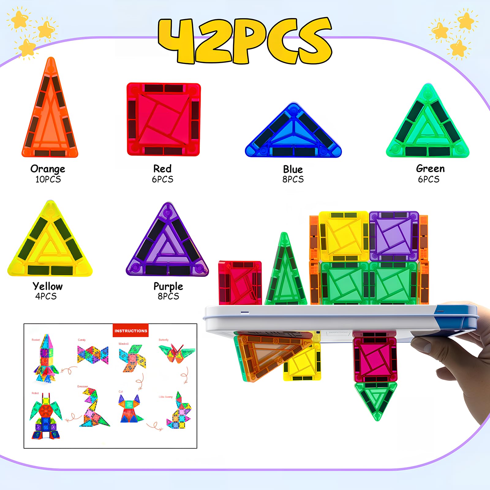 The Magnetics / 新品未使用/ LP2枚セット！ Amazon.com: Lyzaoc Mini Magnetic Tiles,42PCS Magnetic Building