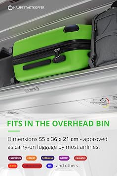 HAUPTSTADTKOFFER - SPREE - Carry on luggage Suitcase Hardside Spinner Trolley Expandable 55 cm TSA, Applegreen