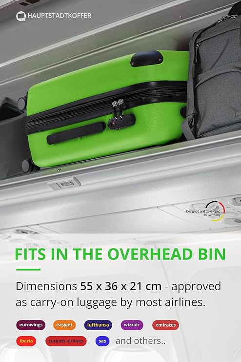 HAUPTSTADTKOFFER - SPREE - Carry on luggage Suitcase Hardside Spinner Trolley Expandable 55 cm TSA, Applegreen
