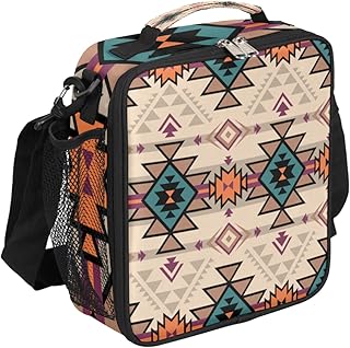 Lunch Bag for Woman Man Indian Indigenous Navajo Aztec Insulated LunchBox Tote Bag with Adjustable Strap Leakproof Meal Prep Container Lunch Cooler for School Work Office