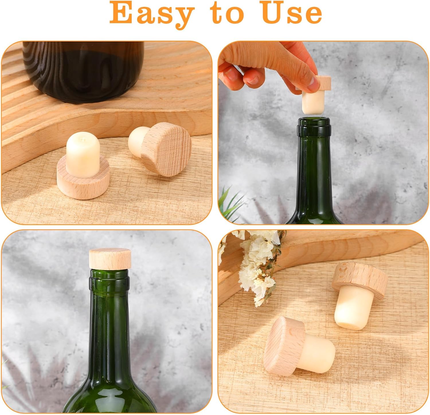 100Pcs Wine Corks T Cork Plugs for Wine Cork Stopper Reusable Corks Wooden and Rubber Stopper