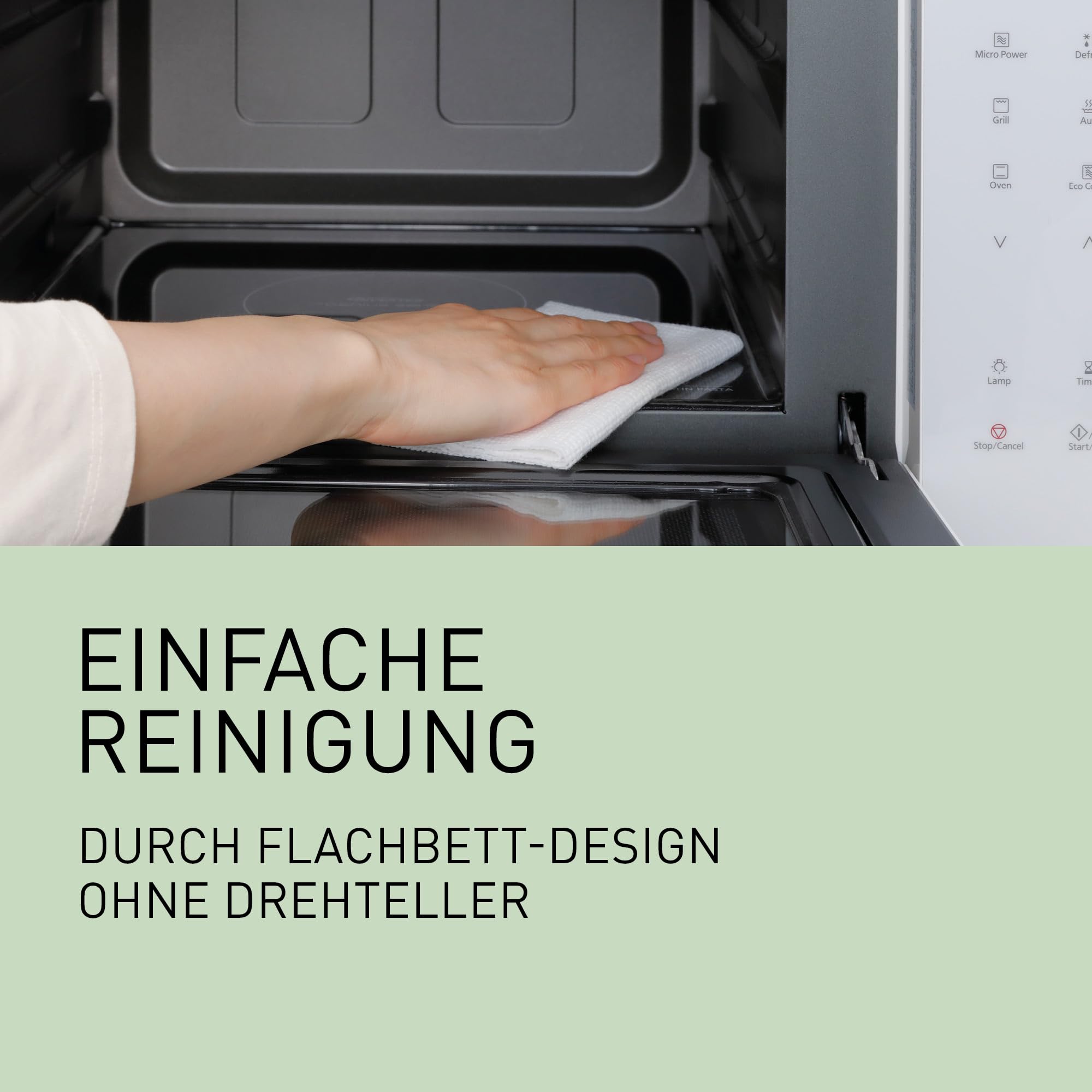 Panasonic NN-DF37PWEPG Kombi-Mikrowelle & Grill, 1000 W, 23 l, Inverter-Tech, Eco Kombi Modus, Flachbett, 16 Auto-Programme & Auftau-Modi, emailliertes Blech, Gitterrost, leichte Reinigung, Weiß