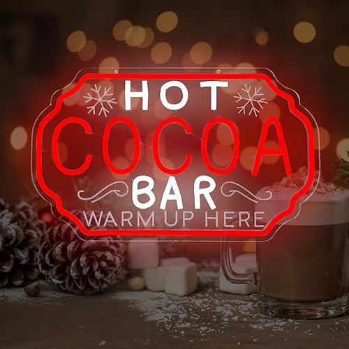 Hot Cocoa Bar Neon Sign Dimmable Christmas Coffee Led Sign