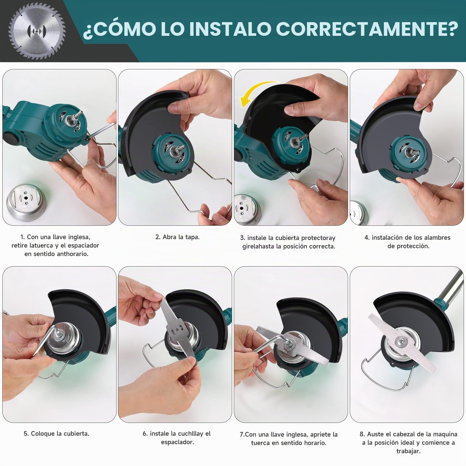 Desbrozadora Bateria 3 En 1, Desbrozadora Electrica para Baterías Makita - Incluye 4 Cabezales Intercambiables, Telescópico, Giro Ajustable 90°, Ideal para Césped y Arbustos (Sin Batería)
