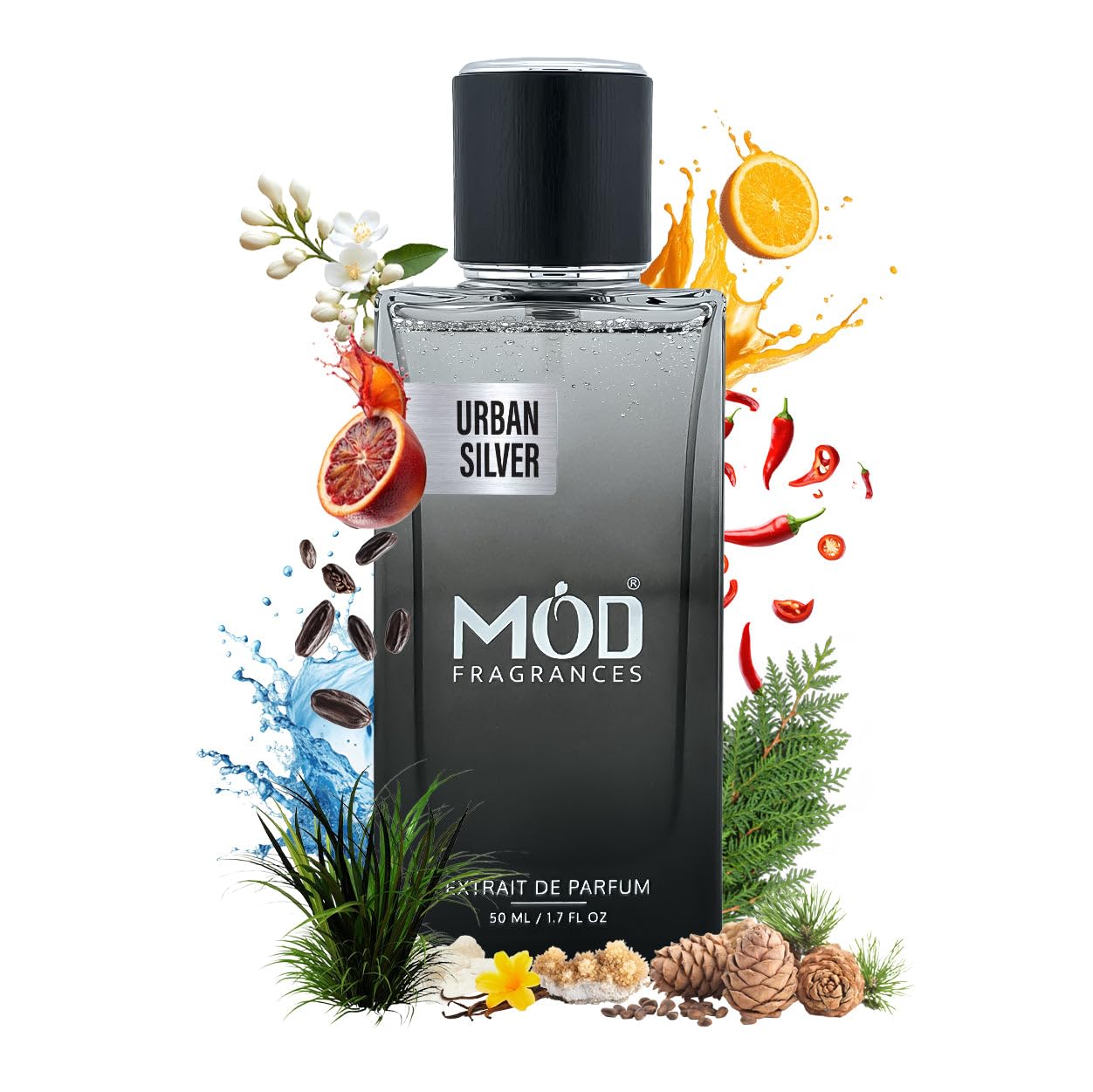 Urban Silver Extrait de Parfum for Men | Long Lasting Woody Spicy Scent | Bold Citrus & Amber Notes | Luxury Men’s Fragrance