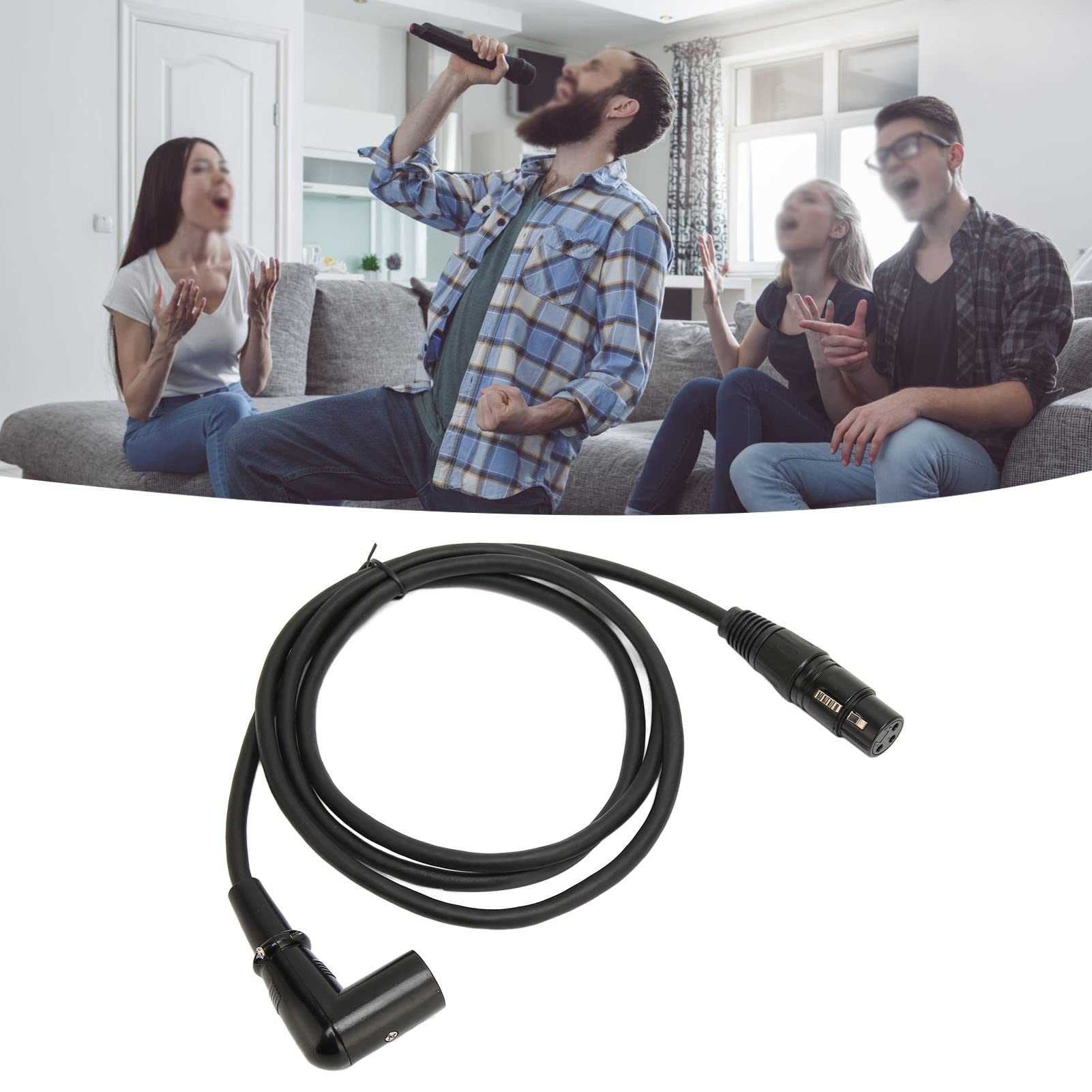 Right Angle XLR Male To Female 3 Pin XLR Cable 4.9ft Flexible Stage High Fidelity Lossless Sound For Speakers - Image 2