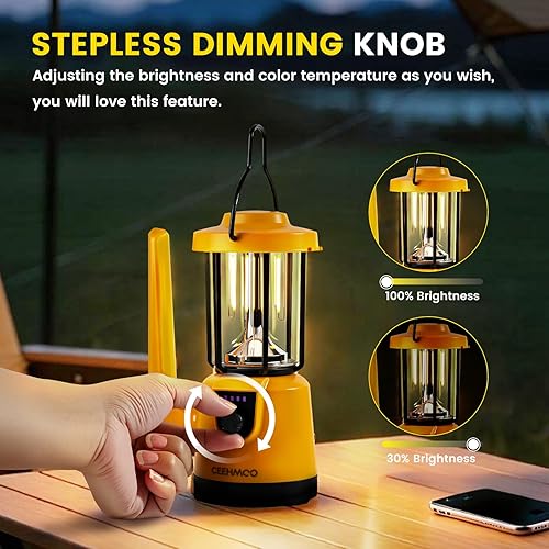 Miniatura 3 de Linterna LED para camping, linterna recargable de 2000 lm, 4200 mAh, 4 modos, 8 horas de funcionamiento, IP43 impermeable, naranja