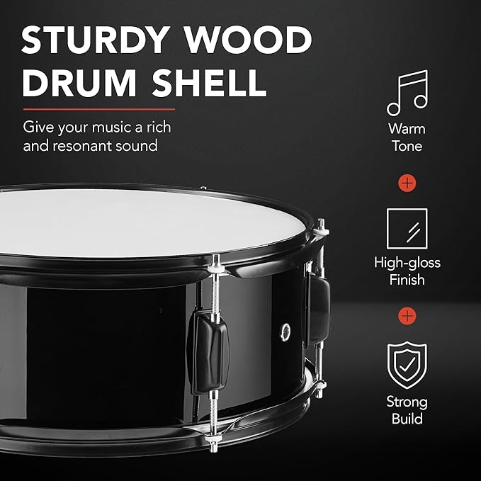 Best Choice Products 5-Piece Full Size Complete Adult Drum Set w/Cymbal Stands, Stool, Drum Pedal, Sticks, Floor Tom - Black