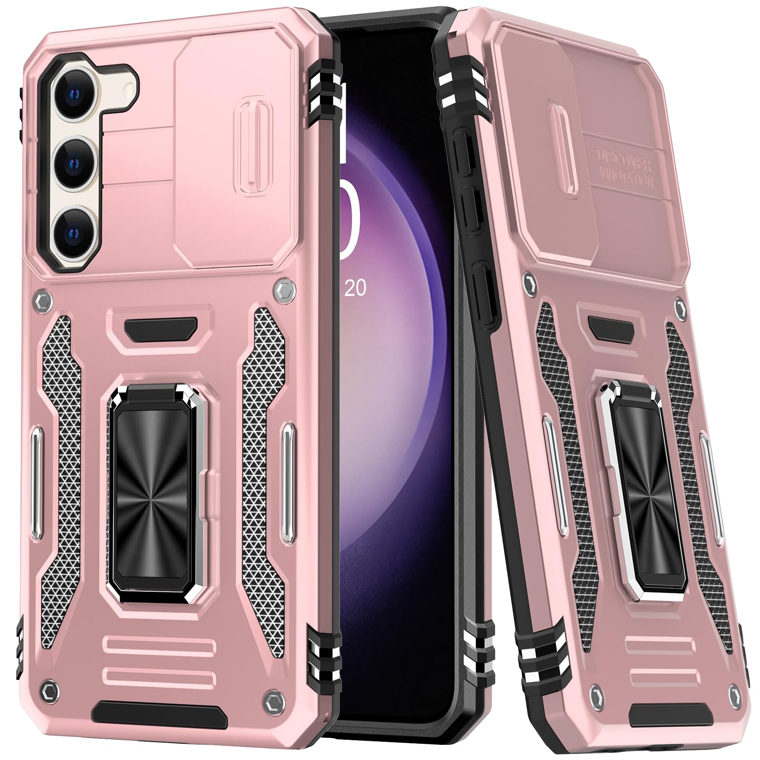 FUNMIKO for Samsung Galaxy S24 Case with Upgraded Sliding Camera Lens Protector and Strong Magnetic Kickstand,Military-Grade Shockproof Protective