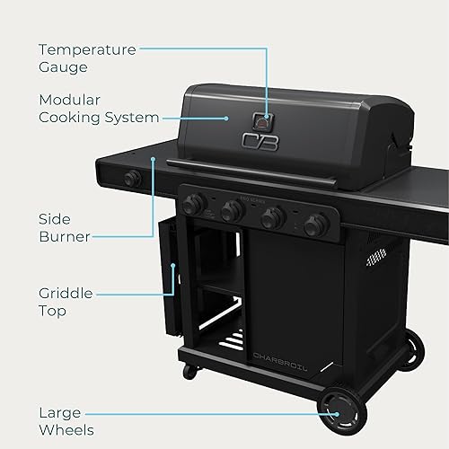 Miniatura 6 de Char-Broil Serie Pro con Tecnología de Infrarrojos Amplifire - Parrilla de Gas Propano de 4 Quemadores con Gabinete y Quemador Lateral, Negro -