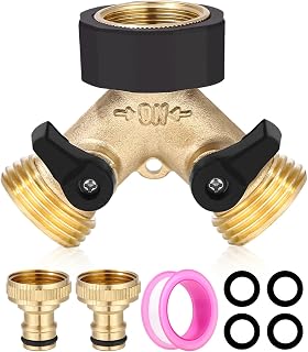 Adaptador de Divisor de Grifo 3/4" Divisor de Manguera de 2 Vías para Jardín Válvula de Doble Salida Distribuidor 2 Vias Grifo Jardin Válvula de Conector de Latón para Cocina Exterior Jardín